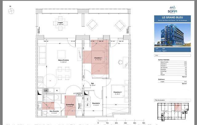 Appartement F3 à vendre - 3 pièces - 79.0 m2 - DUNKERQUE - 59 - NORD-PAS-DE-CALAIS - Century 21 Contact Immobilier